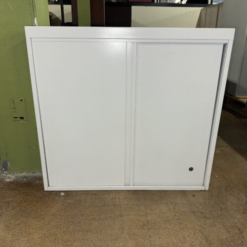 Used White Storage Case 30"W x 18"Deep with Shelving 