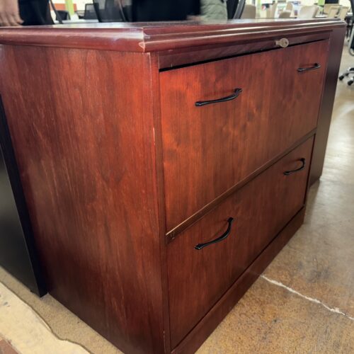 Used Cherry Wood 2-High Storage Lateral 3FT W