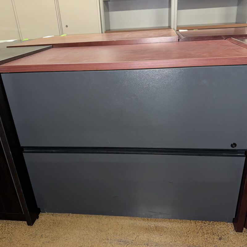 Used Groupe Lacasse 2-Drawer Cherry and Gray Storage Lateral 3FT W