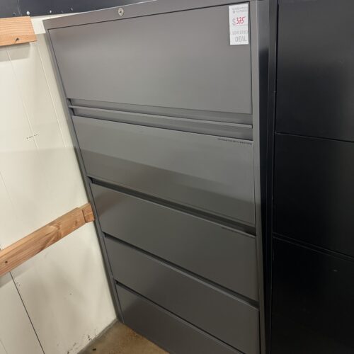 Used 5-High Gray Metal Lateral Filing Cabinet 36"W 
