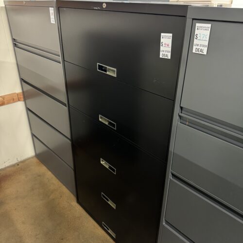 Used Steelcase Black 5-High Lateral Filing Storage 36"W
