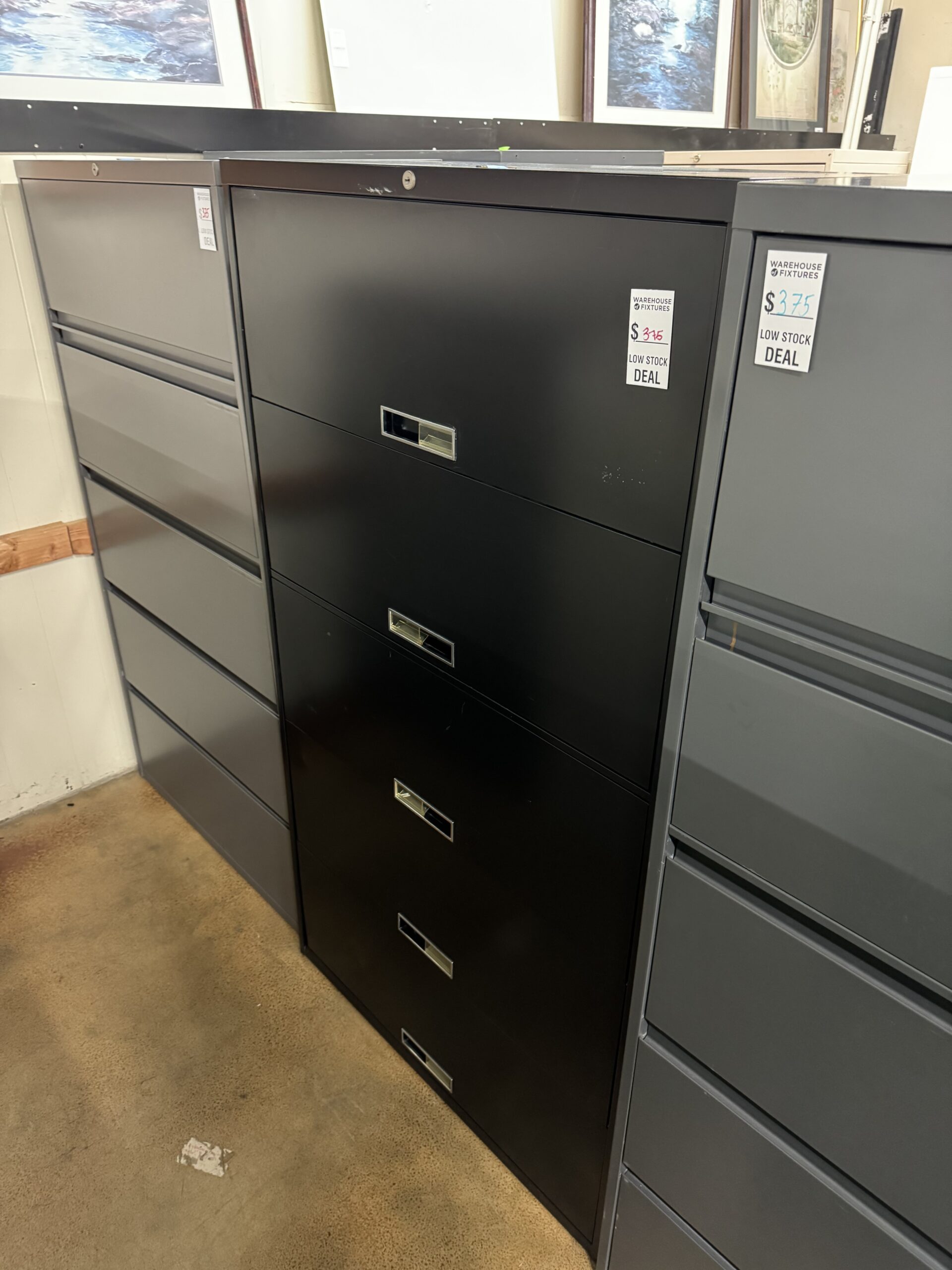 Used Steelcase Black 5-High Lateral Filing Storage 36"W