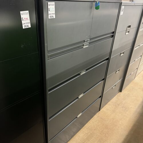 Used Gray Metal 5-High Lateral Filing Storage with Lock and Key 42"W