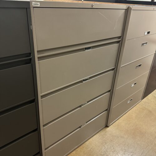 Used Light Gray 5-High Lateral Filing Storage with Lock and Key 42"W