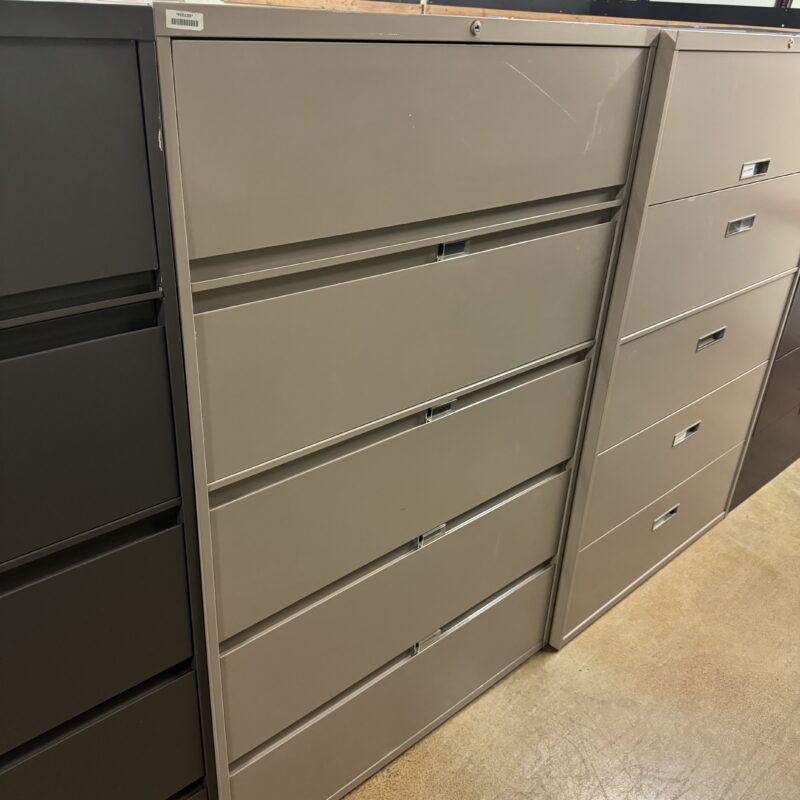 Used Light Gray 5-High Lateral Filing Storage with Lock and Key 42"W
