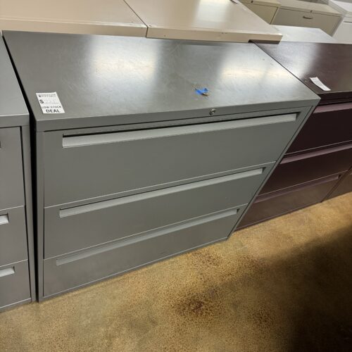 Used 3-High Gray Steelcase Lateral Filing Cabinet 42"W