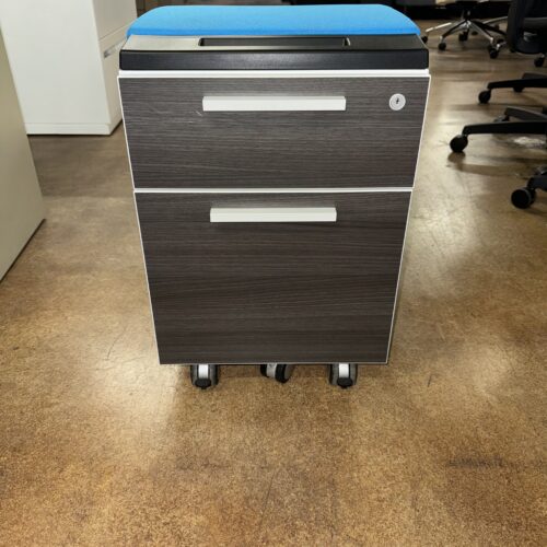 Used Teknion Blue Mobile Filing Pedestals 15.75"W with Lock and Key