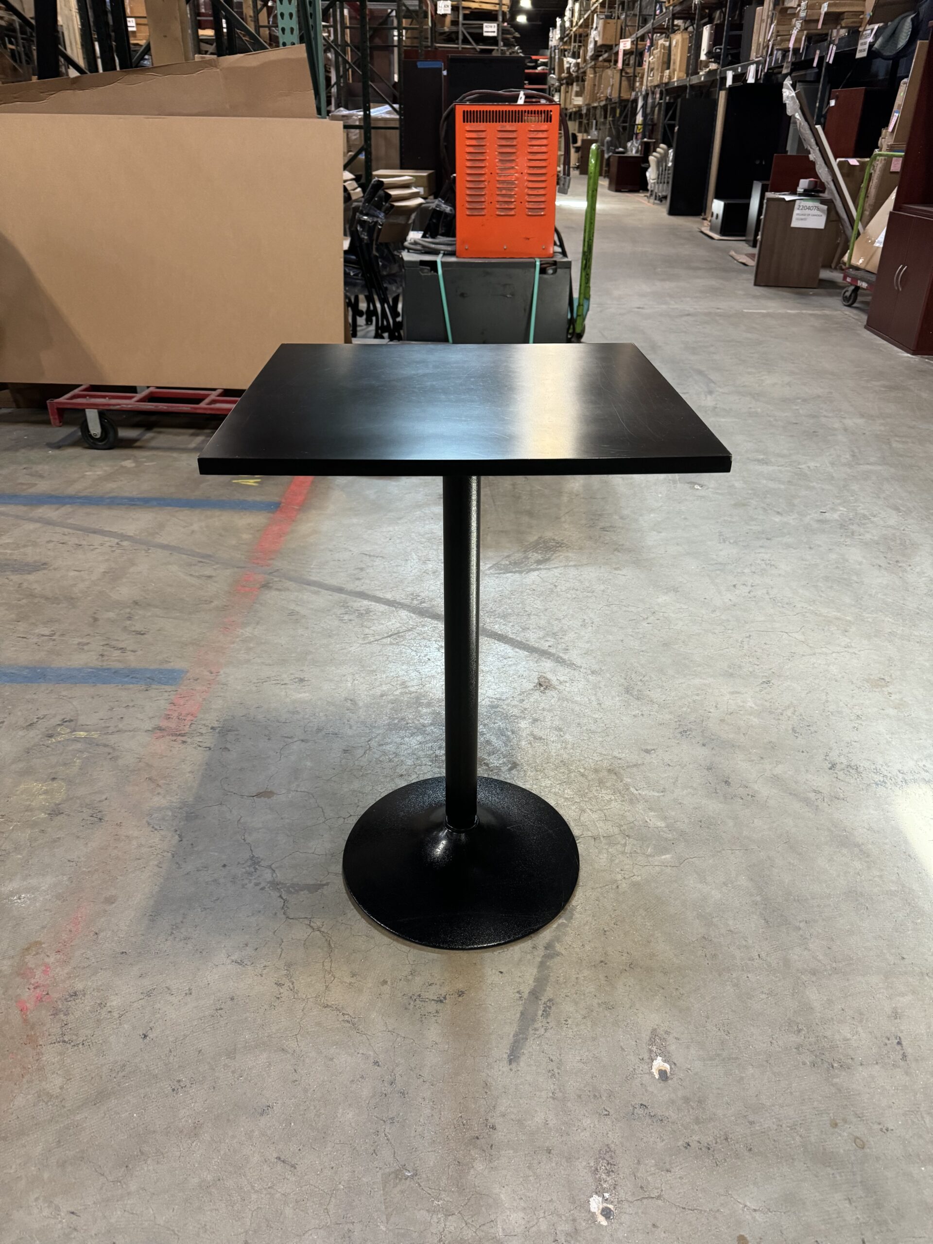 Used Black Square Top Laminate Table 24"W x 34.5"H