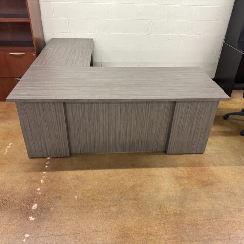 Used Global L-Shaped Office Desk Woodgrain Gray 6' x 6.5'