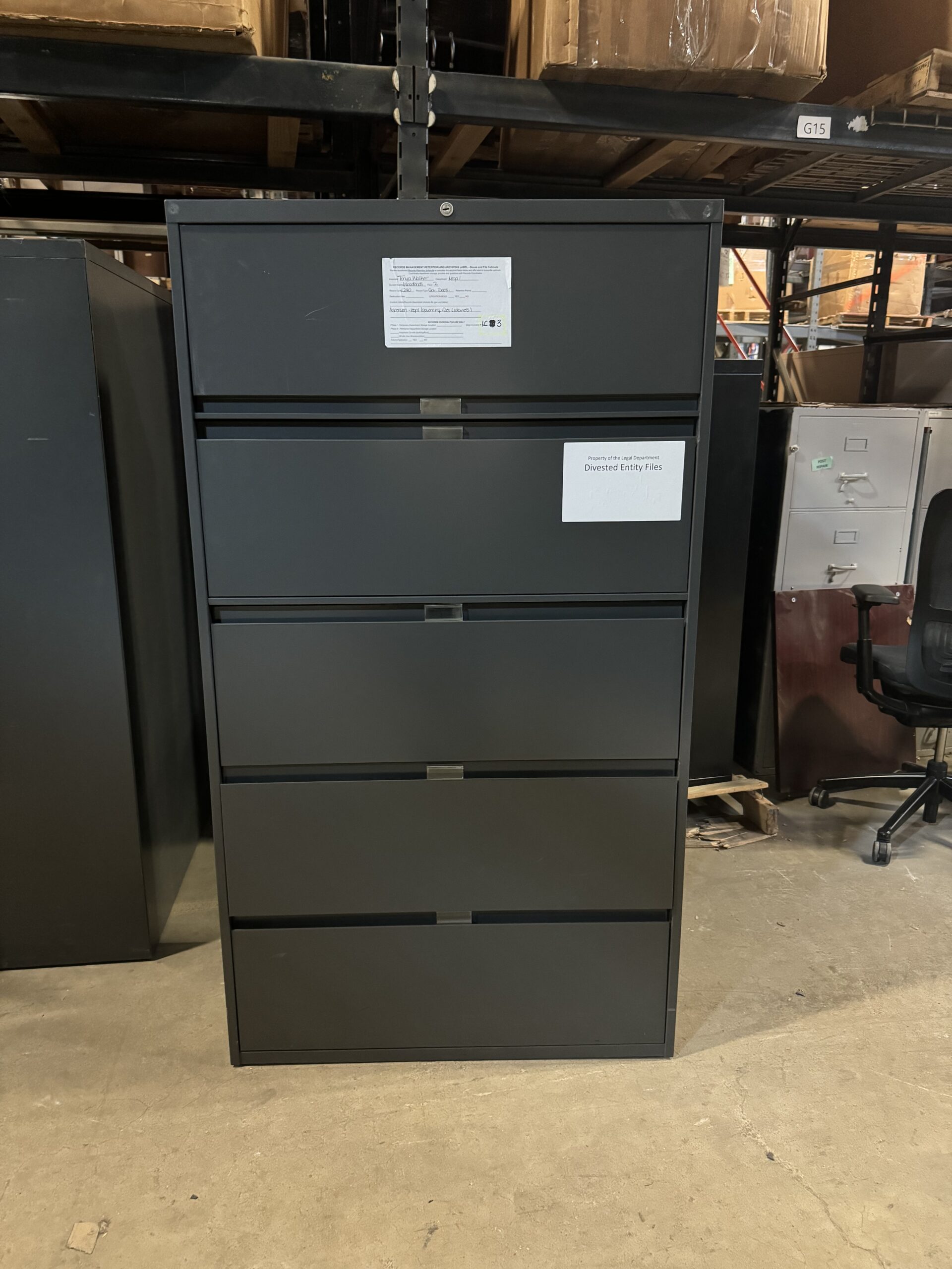 Used Dark Gray Steelcase 5-High Filing Storage Laterals 36"W 