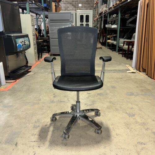 Used Knoll Life Office Task Chair with Leather Seat - Black