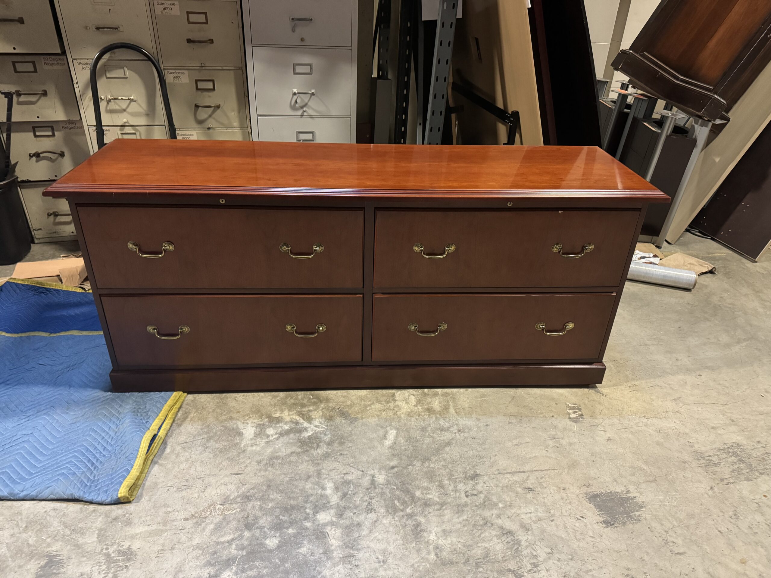 Used Low Office Credenza Cherry Wood Veneer 72"W