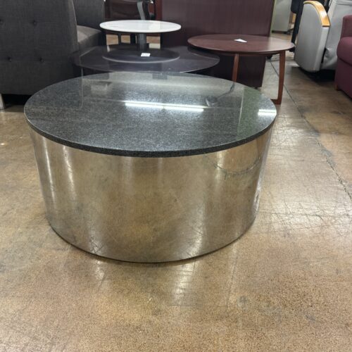 Used Black and Chrome Granite Coffee Table 36"W 