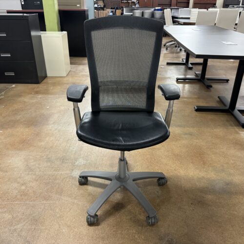 Used Knoll Life Office Task Chair with Leather Seat - Black