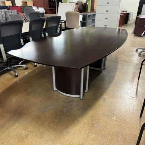 Used Nucraft Mahogany Boat Shaped Conference Table 8' x 4'