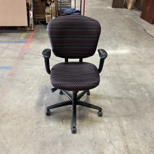 Used Haworth Improv Purple Patterned Office Task Chair with Arms 