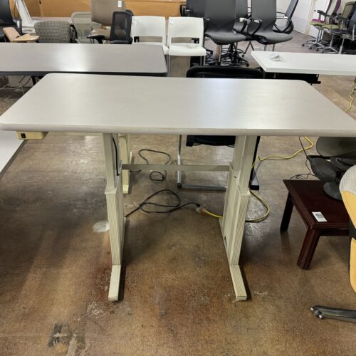 White and Putty Electric Height Adjustable Table 60"W