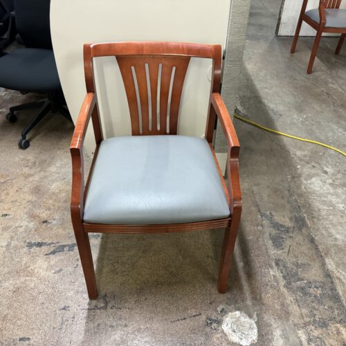 Used HON Gray Vinyl Cherry Wood Guest Chair 
