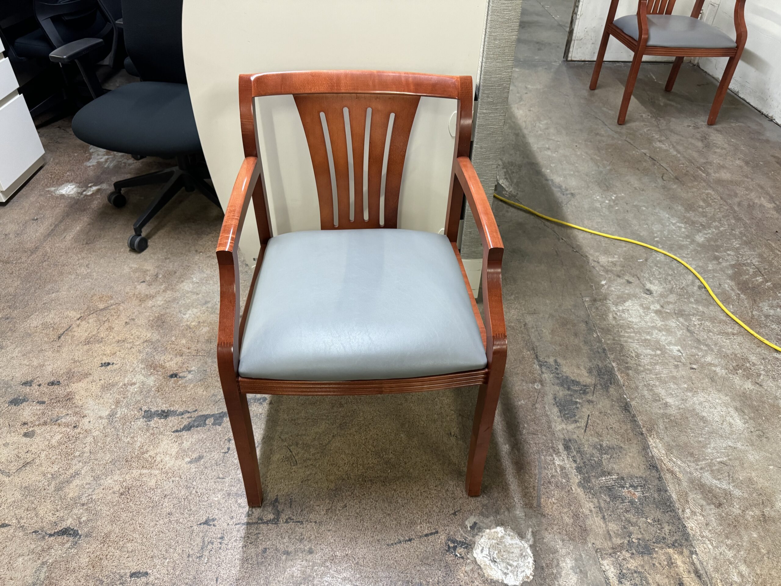 Used HON Gray Vinyl Cherry Wood Guest Chair 