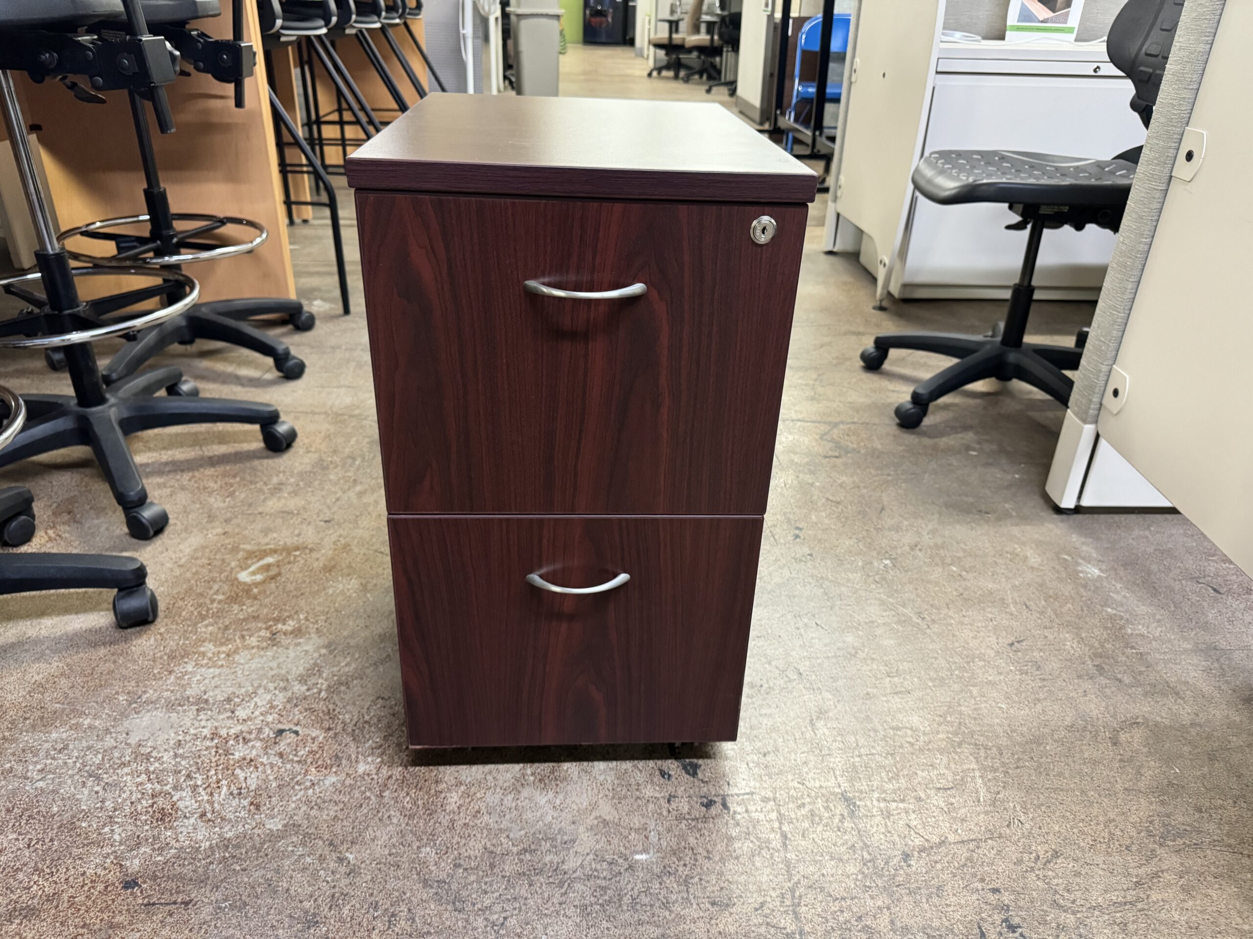 Used Mahogany File File Mobile Storage Pedestal 16"W