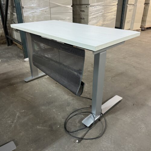Used White Electric Powered Training Table with Cord Storage 46"W 
