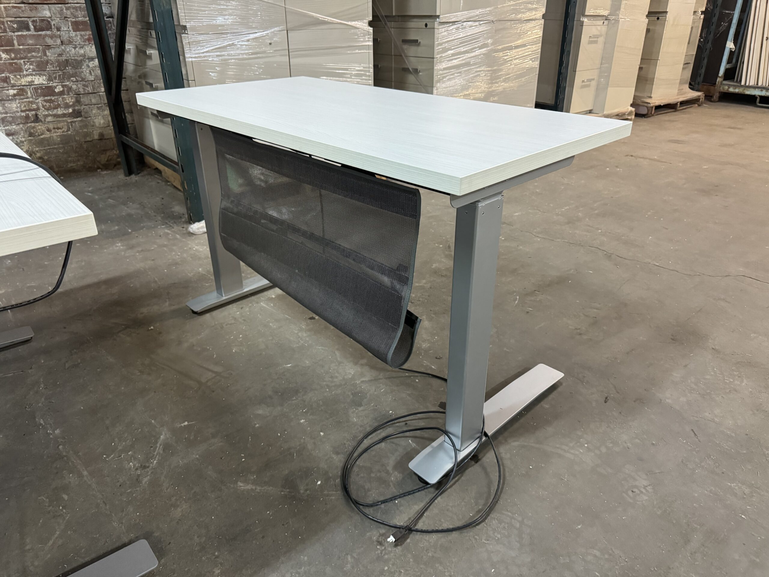 Used White Electric Powered Training Table with Cord Storage 46"W 