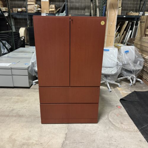 Used Knoll Ref Cherry Lateral Filing and Bookcase Storage Cabinet 36"W