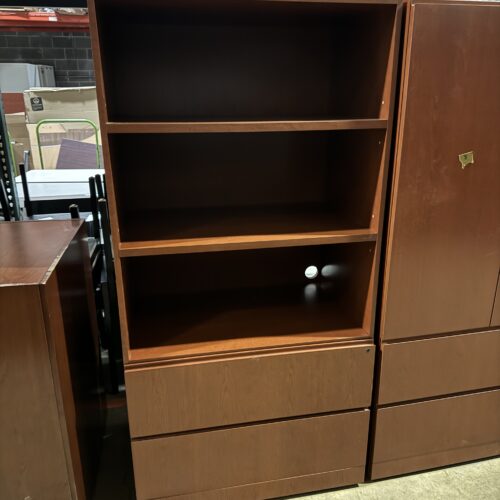 Used Knoll Ref Cherry Combo Lateral Filing and Bookcase 36"W