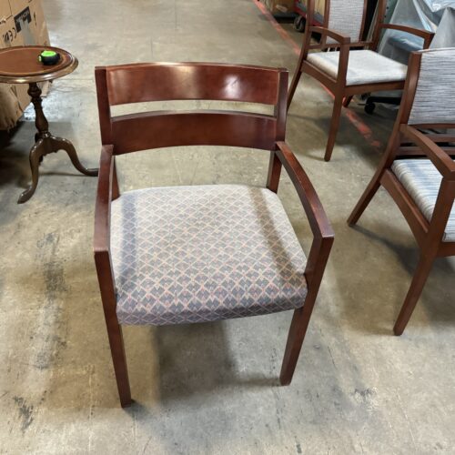 Used Jasper Seating Woodback Navy and Gray Patterned Side Chair 