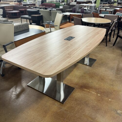 NEW Aspen Boat Shaped Conference Table with Brushed Metal Legs 8 FT W