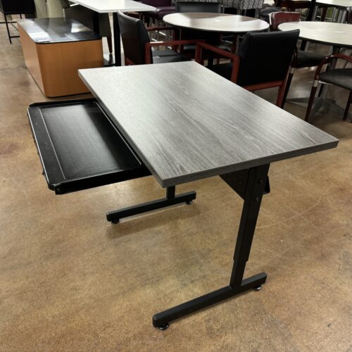 Used Woodgrain Gray Student Desk with Key Board Tray 36"W