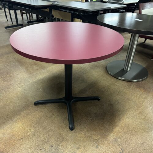 Used Plymold Burgundy Round Tables 36"W