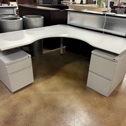 Used Herman Miller Canvas Height Adjustable Desk with Storage Pedestals 70"W