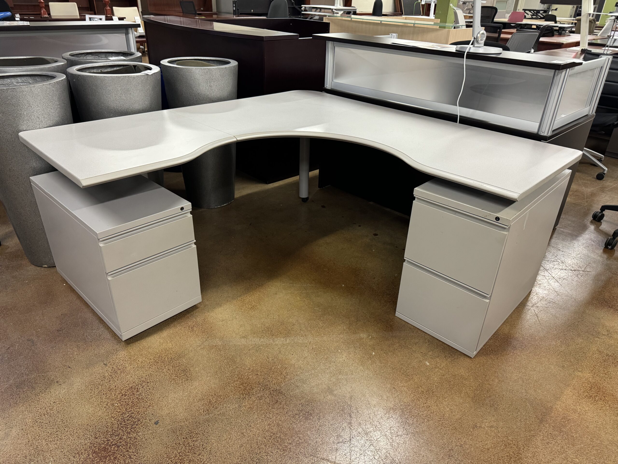 Used Herman Miller Canvas Height Adjustable Desk with Storage Pedestals 70"W