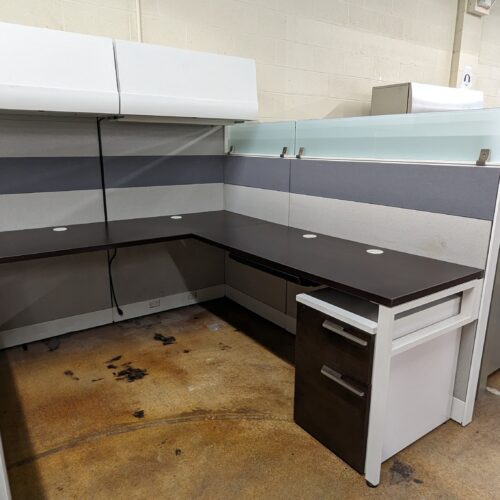 Used Friant Office Cubicle Workstations 6' x 6.5' - Gray & Walnut