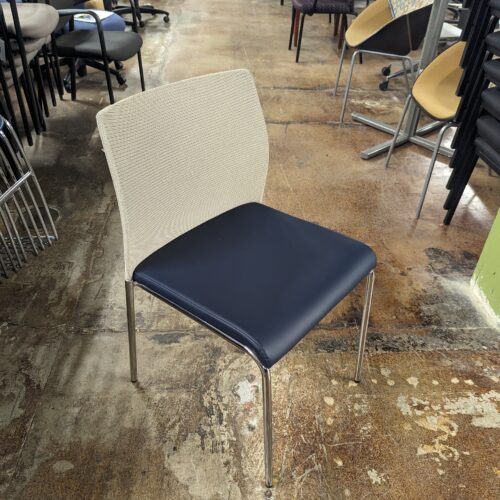 Used Keilhauer Flit Blue/Cream Armless Stacking Guest Chair