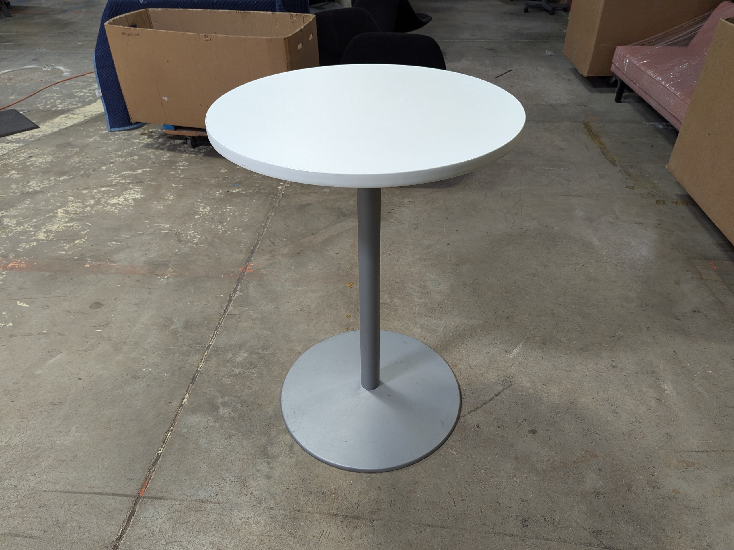 White Allsteel Round Bar Height Table