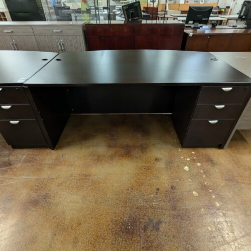 Used Black Bow Front Desk Right Facing
