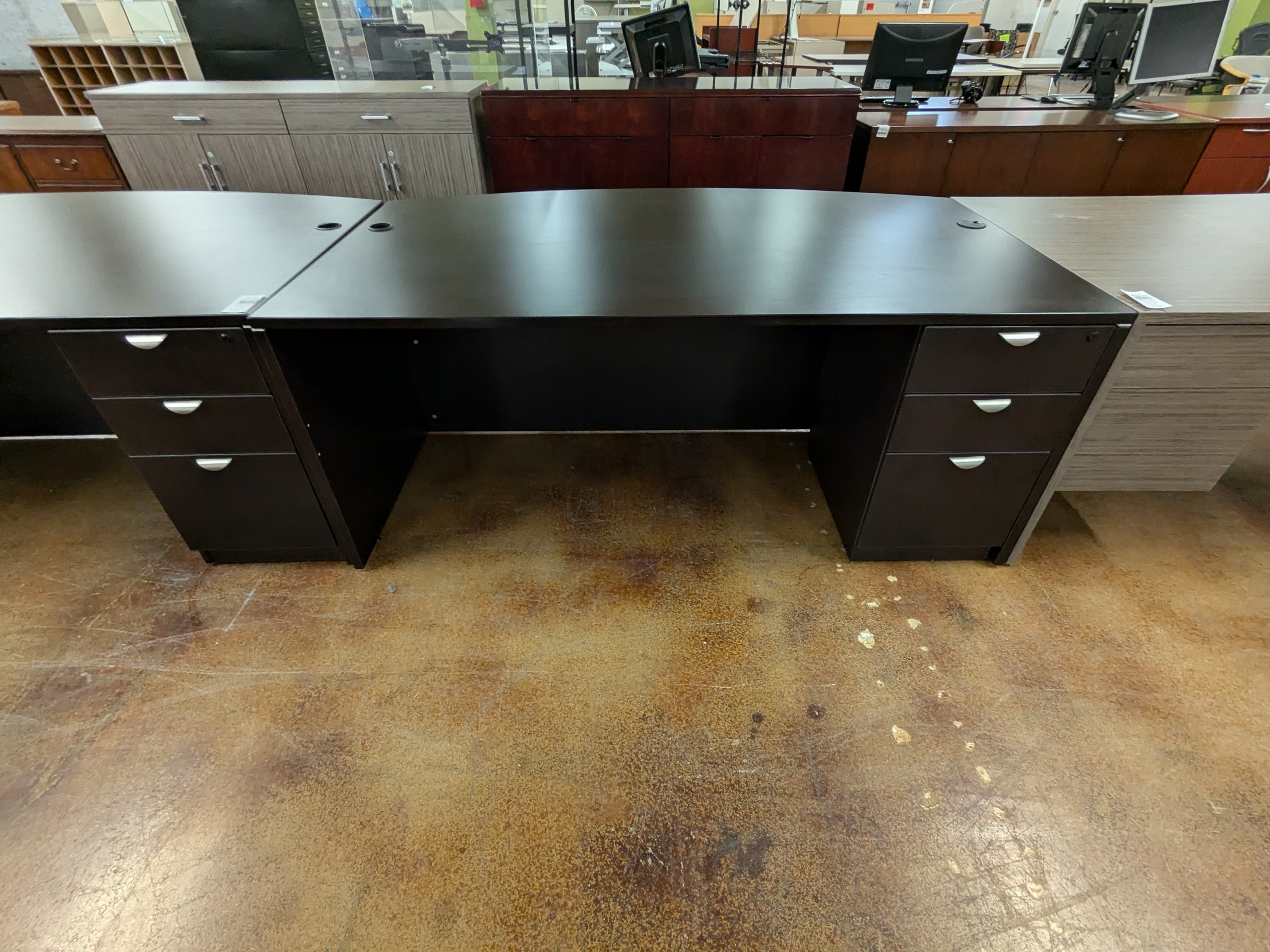 Used Black Bow Front Desk Right Facing