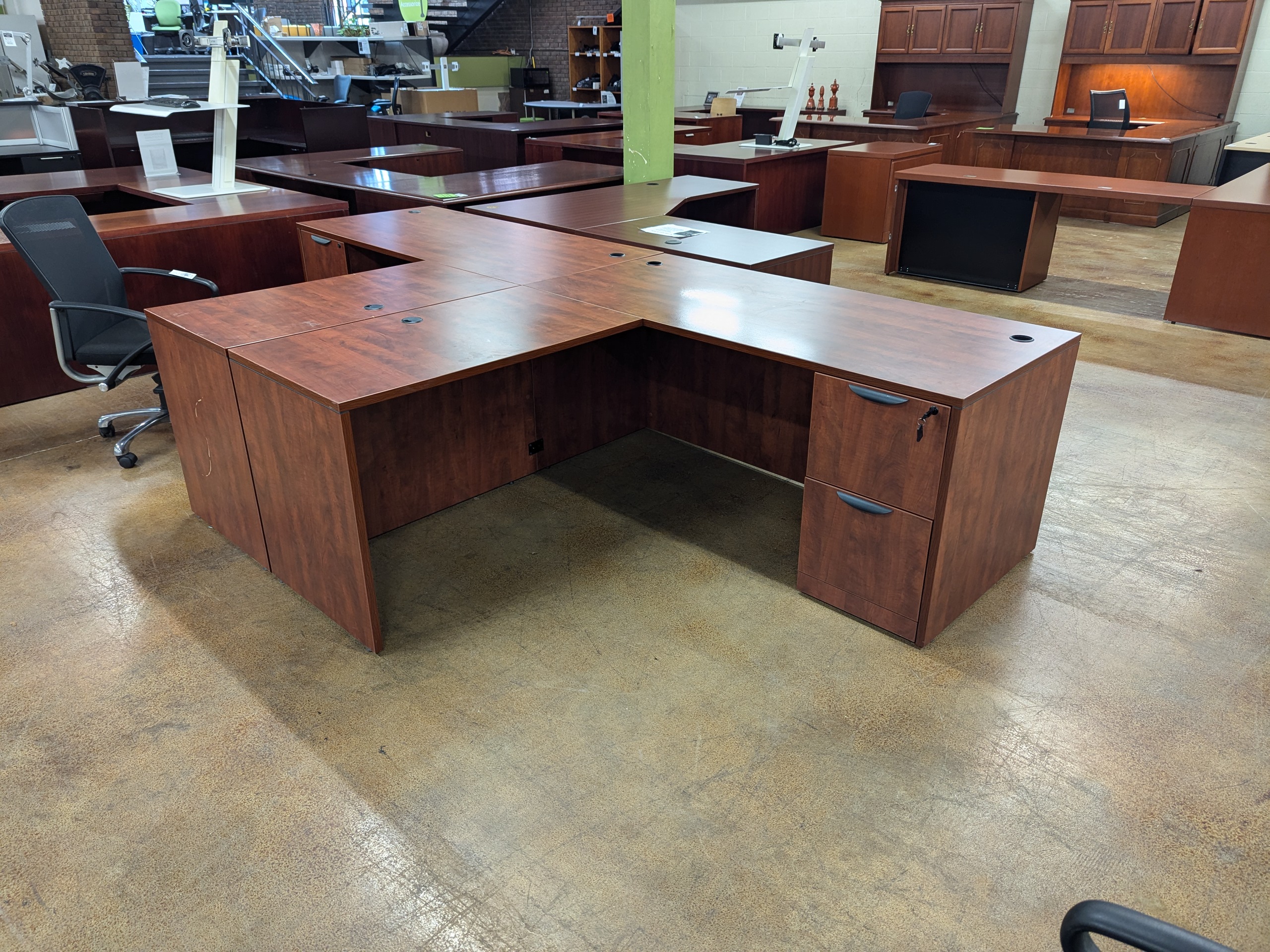 Dark Cherry OTG L Shape Desk - Left Facing