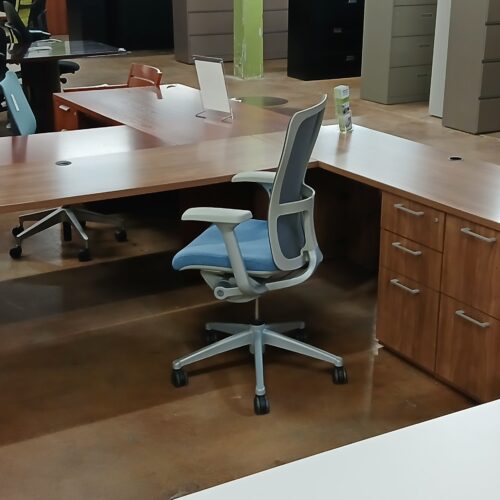 Steelcase U Shapre Desk - Walnut finish 1