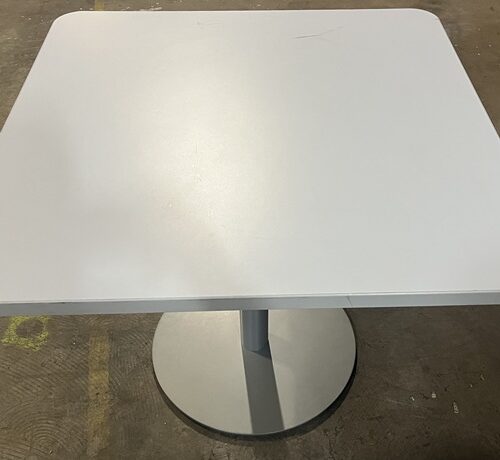 Square Table White Top Silver Base - 55097